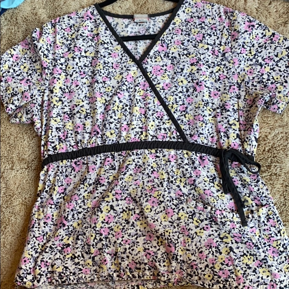 Dickies Black Leopard Scrub Top